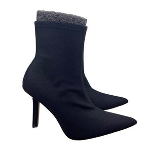 Good American black shine neoprene ankle heel boots women Size 8.5